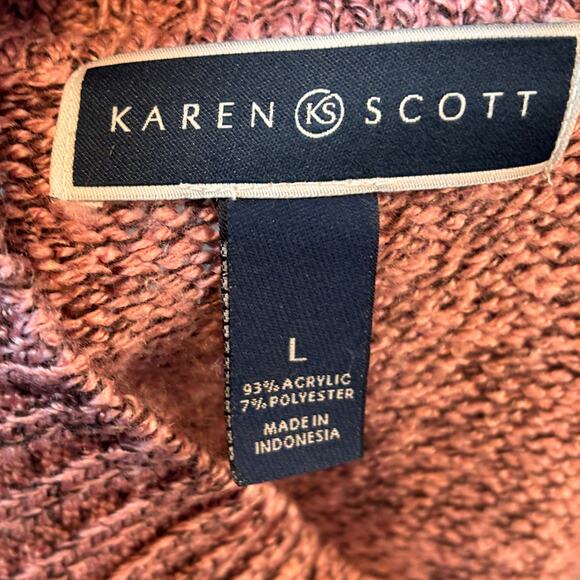 Karen Scott Sweater Womens Heather Pink Stand up Collar Button Up Long Sleeve - Picture 4 of 5